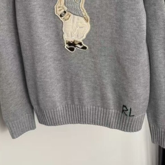 Polo Ralph Lauren Sunglasses Bear Gray Sweater - Picture 4 of 6